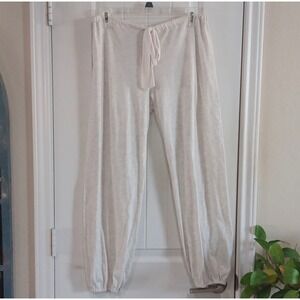 Eberjey Lounge Pants Cream Speckled Knit Drawstring Waist Size L